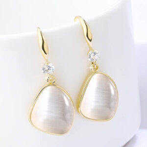 Natural Opal Drop Earrings Sterling Silver