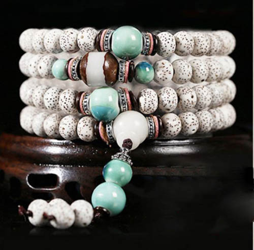 108 Beads White Bodhi Seeds Necklace Bracelets