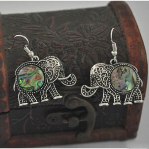 Elephant Abalone Shell Silver Earrings 2