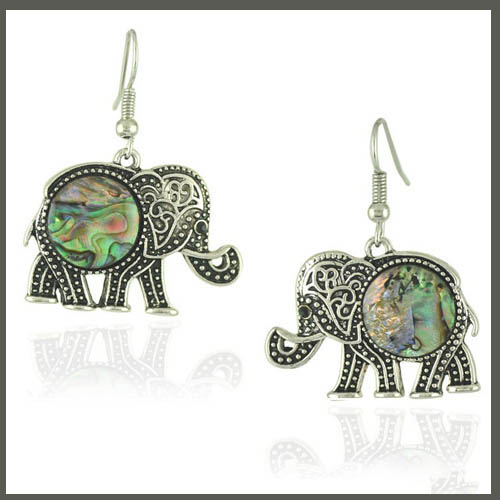Elephant Abalone Shell Silver Earrings 5