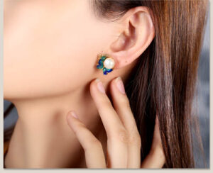 Pearl Cloisonne Butterfly Stud Earrings (3)