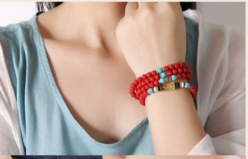 Red Cinnabar 108 Beads Mala Necklace Bracelet