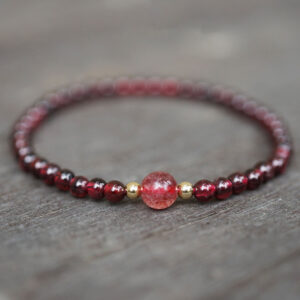 Red Garnet Strawberry Rose Quartz Bracelet