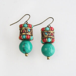 Red-Turquoise-925-Sterling-Silver-Dangle-Drop-Earrings