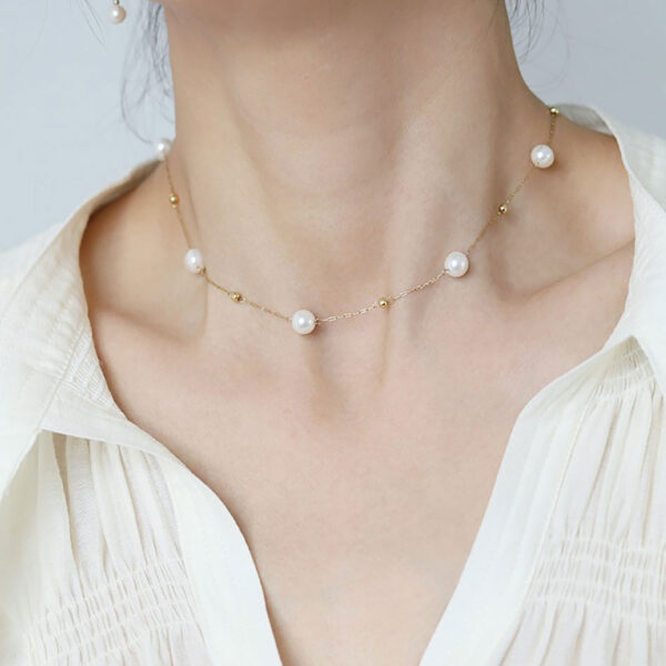 delicate pearl gold necklace 5